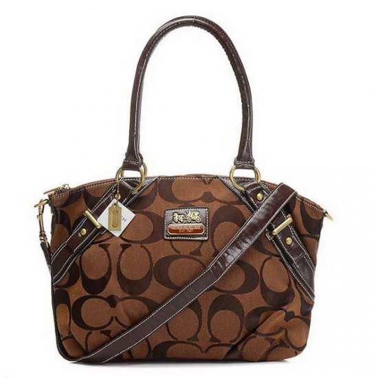 Coach Madison Signature Medium Coffee Satchels EIT | Women - Click Image to Close